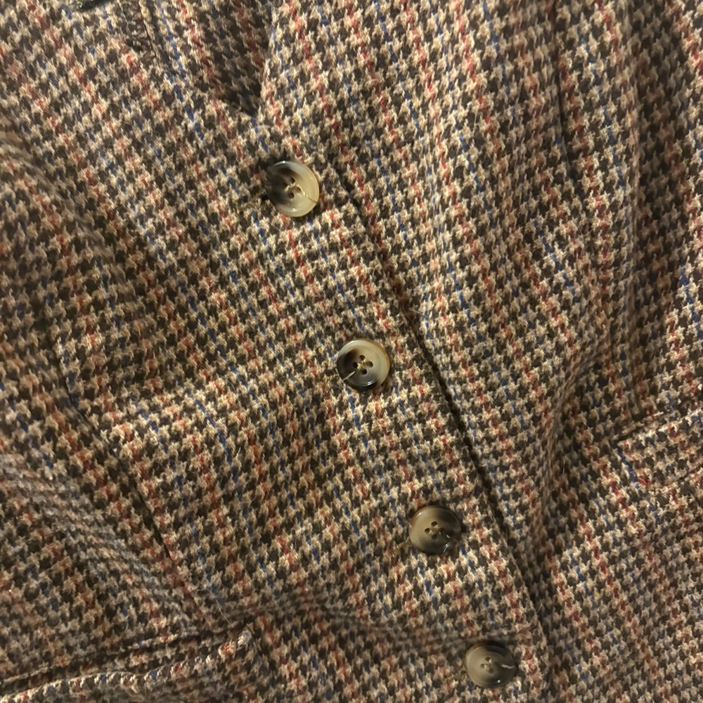 Brown Houndstooth Button-Up Vest Size Small - Picture 3 of 3